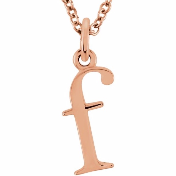 14k Gold Lowercase Initial 'f' Necklace - Picture 2 of 3